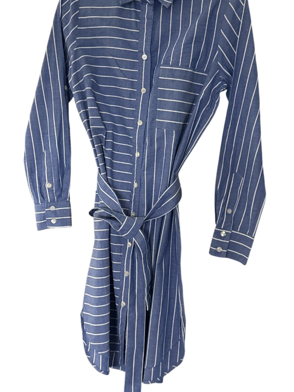 Finley blue and white striped shirt dress  Sz S